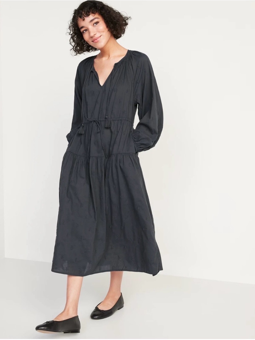 NWT OLD NAVY WAIST DEFINED EMBROIDERED MIDI